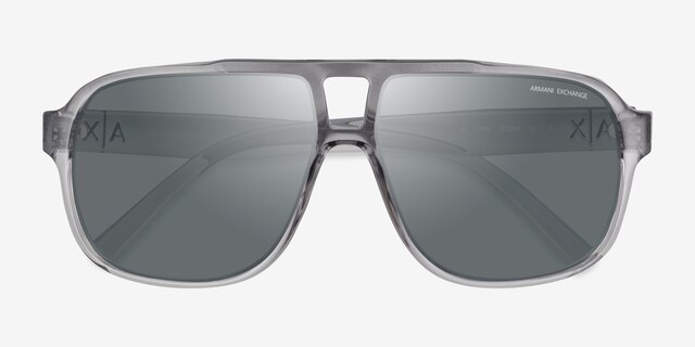 Armani Exchange AX4104S Shiny Transparent Gray Eco-friendlySunglass Frames from EyeBuyDirect, Closed View