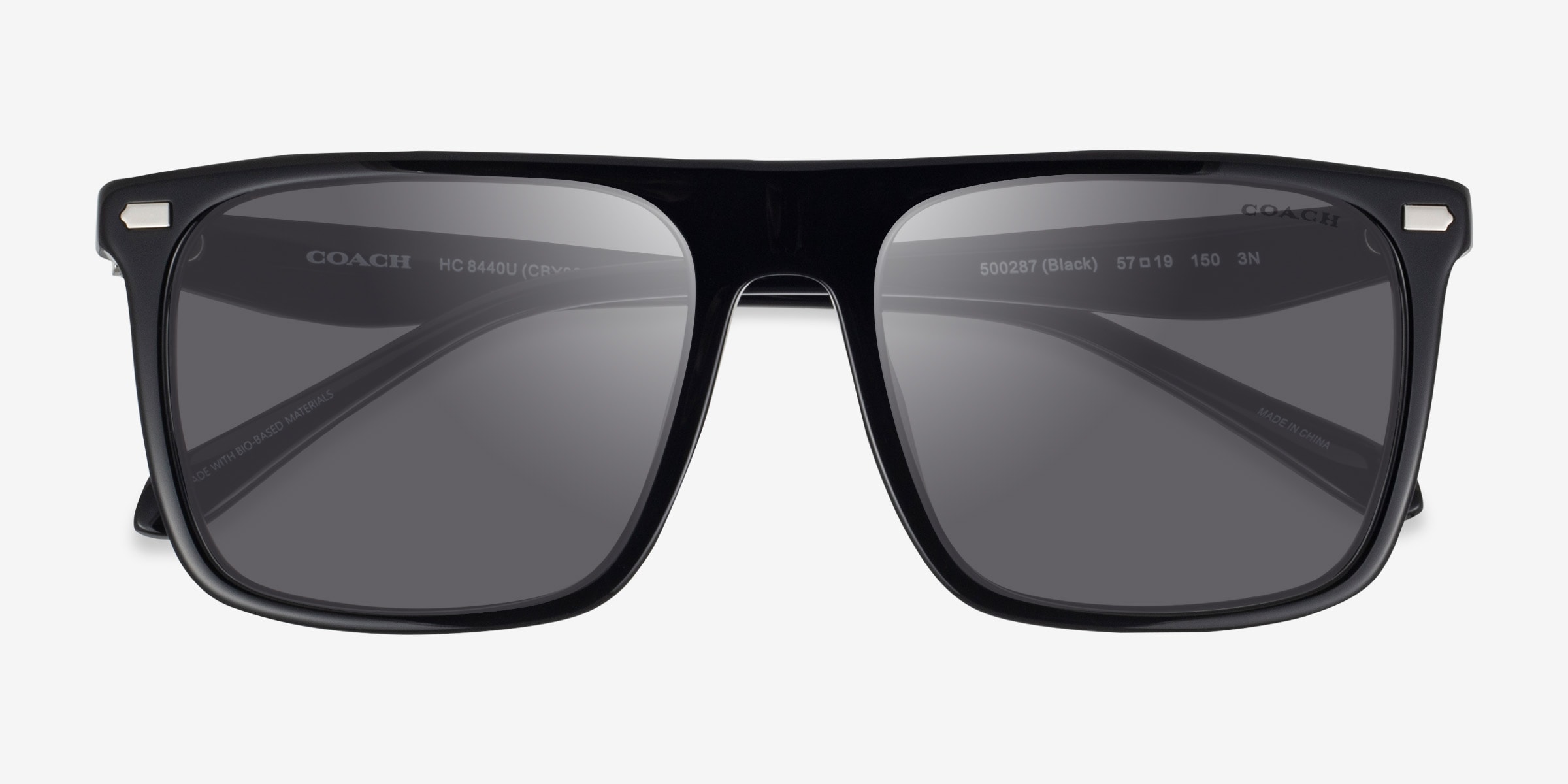 Coach HC8440U CBY95 - Square Black Frame Sunglasses For Men