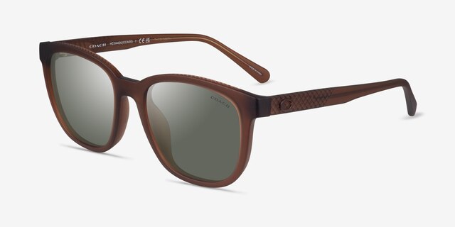 Coach HC8442U CCA00 Matte Transparent Brown Éco-responsableSoleil de Lunette de vue d'EyeBuyDirect, Vue d'Angle