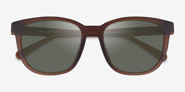 Coach HC8442U CCA00 Matte Transparent Brown Éco-responsableSoleil de Lunette de vue d'EyeBuyDirect, Vue Rapprochée