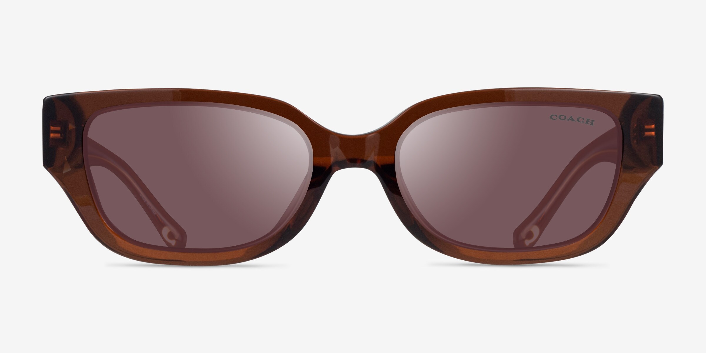 ブラウン25 Coach HC8439U CBZ52 - Rectangle Transparent Brown Frame Sunglasses