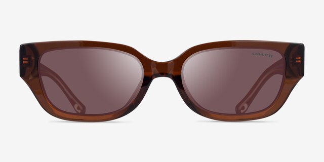 Coach HC8439U CBZ52 Transparent Brown AcetateSunglass Frames from EyeBuyDirect, Front View