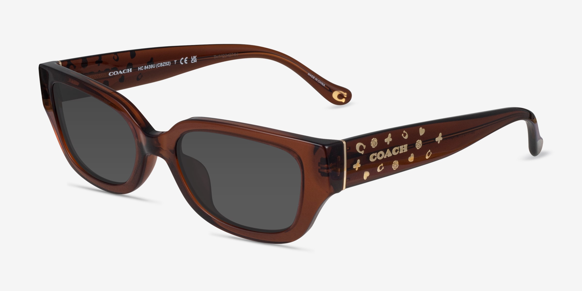 Coach HC8439U CBZ52 - Rectangle Transparent Brown Frame Sunglasses