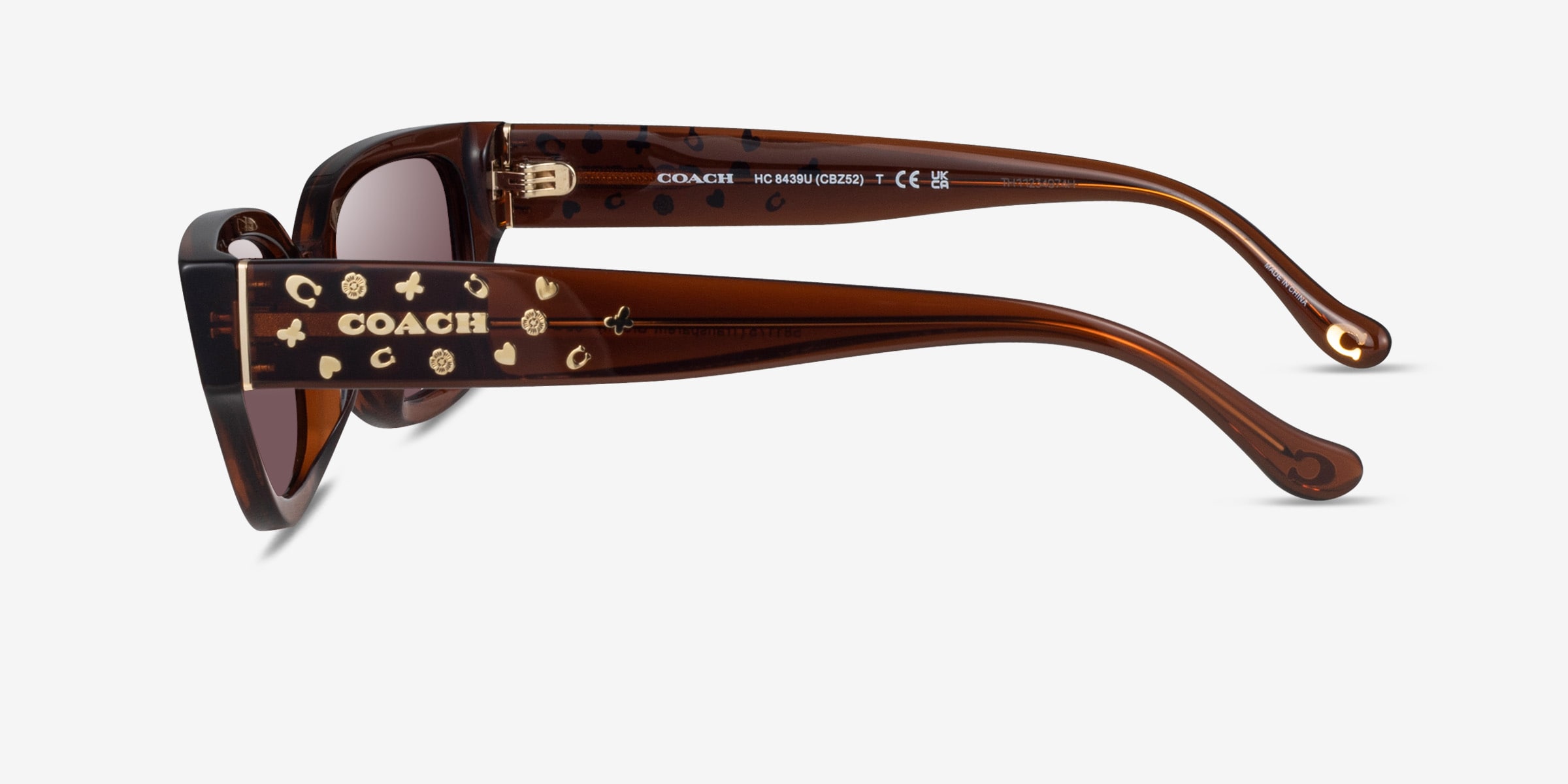 Coach HC8439U CBZ52 - Rectangle Transparent Brown Frame Sunglasses