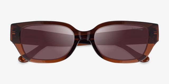 Coach HC8439U CBZ52 Transparent Brown AcetateSunglass Frames from EyeBuyDirect, Closed View