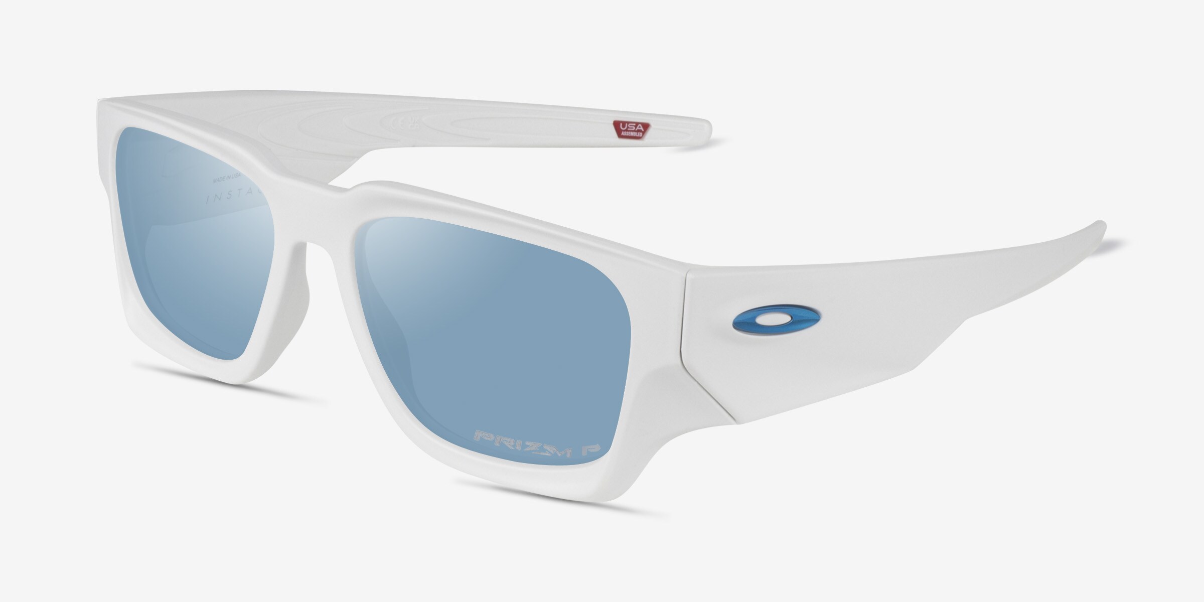 OAKLEY サングラス ホワイト/ブルー Oakley Instagator - Rectangle Matte White Frame Sunglasses For Men