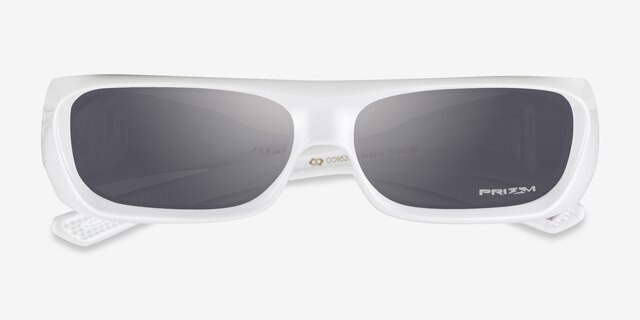 Oakley Permian Pearl White Eco-friendlySunglass Frames from EyeBuyDirect, Closed View