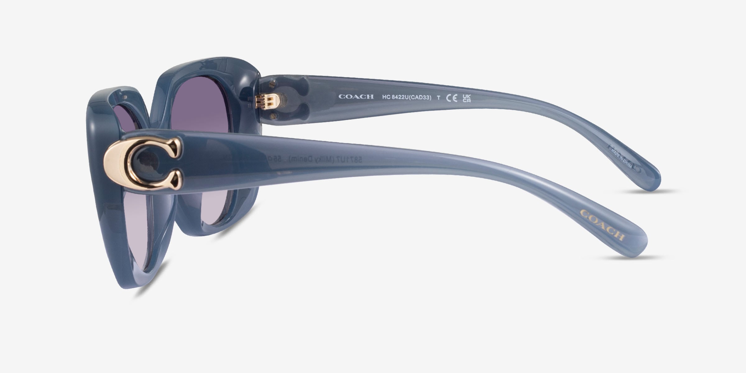 Coach HC8422U CAD33 - Square Black Frame Sunglasses For Women