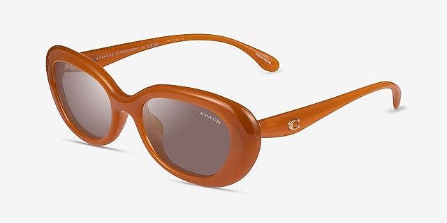 Coach HC8448U CDP35 Milky Amber Alternative MaterialsSunglass Frames from EyeBuyDirect, Angle View