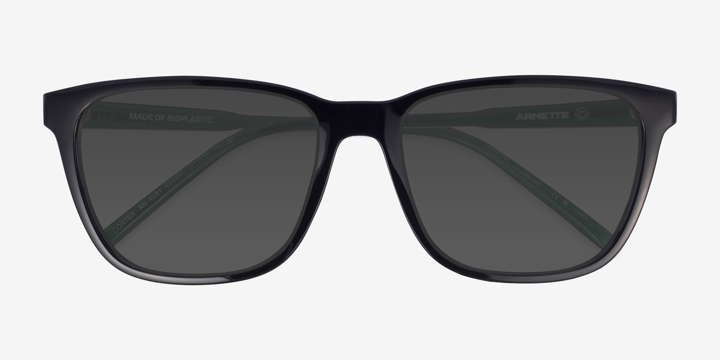 ARNETTE CORTEX - Square Matte Black Frame Prescription Sunglasses 