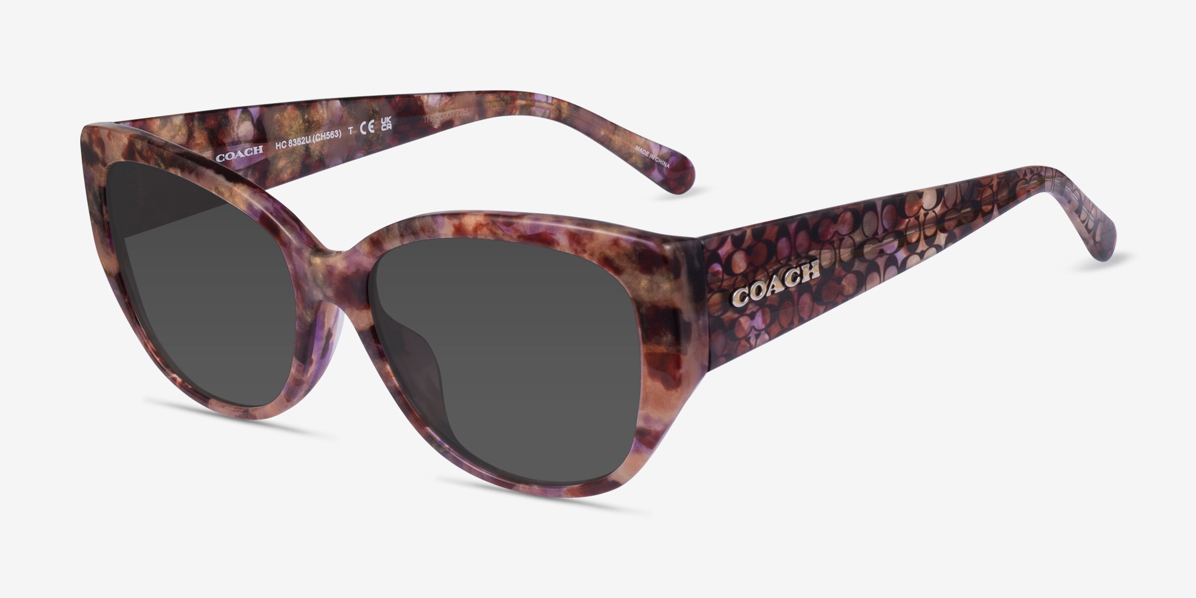 NWT COACH Tortoiseshell Oversized Cateye Sunglasses Warm Brown Petal Pink Lens Coach HC8362U Ch563 - Cat Eye Petal Tortoise Frame  main image 3