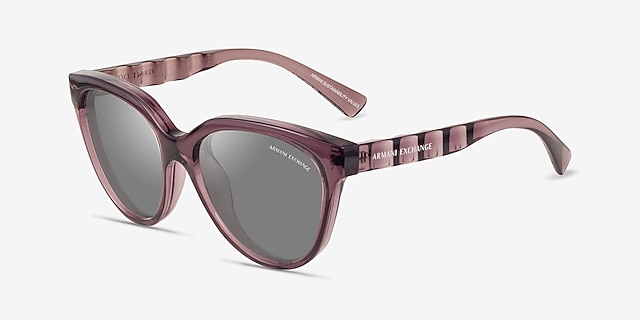 Armani Exchange AX4148SU Shiny Transparent Burgundy PlasticSunglass Frames from EyeBuyDirect, Angle View