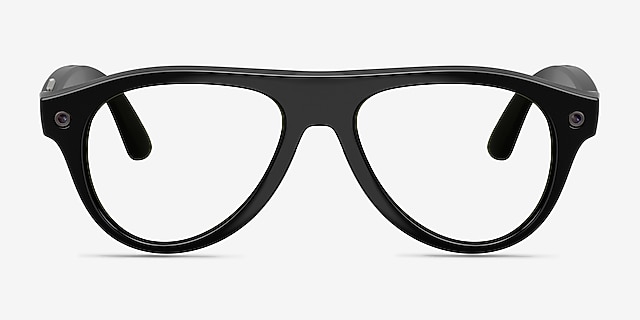 Ray-Ban Meta (Gen 3) Aviator Shiny Black Plastic from EyeBuyDirect, Front View