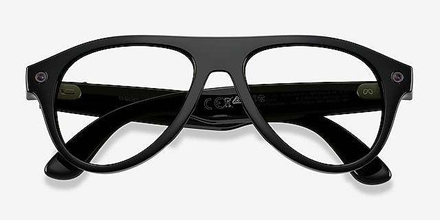 Ray-Ban Meta (Gen 3) Aviator Shiny Black Plastic from EyeBuyDirect, Closed View