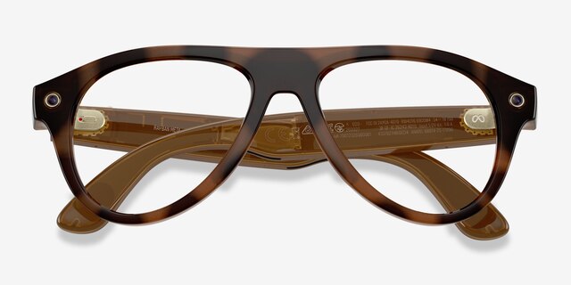 Ray-Ban Meta (Gen 3) Aviator Polished Havana Plastic from EyeBuyDirect, Closed View