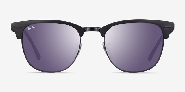 Ray-Ban RB3716 Clubmaster Matte Black On Black AcetateSunglass Frames from EyeBuyDirect, Front View