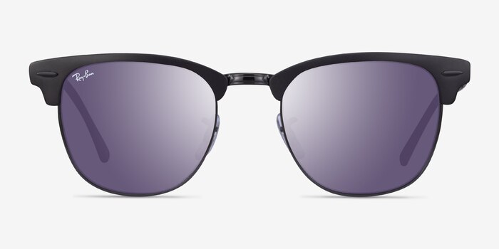 Ray-Ban RB3716 Clubmaster Matte Black On Black Acetate Sunglass Frames from EyeBuyDirect