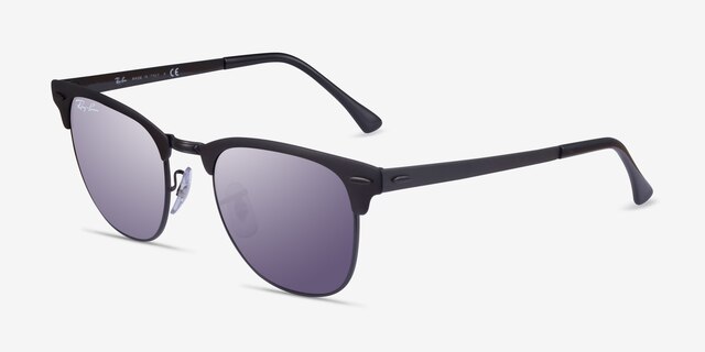 Ray-Ban RB3716 Clubmaster Matte Black On Black AcetateSunglass Frames from EyeBuyDirect, Angle View