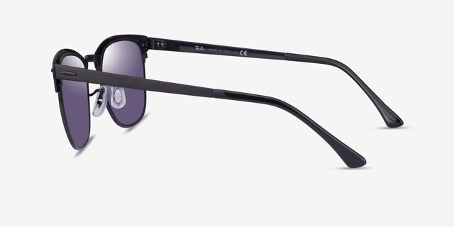 Ray-Ban RB3716 Clubmaster Matte Black On Black AcetateSunglass Frames from EyeBuyDirect, Side View