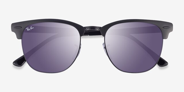 Ray-Ban RB3716 Clubmaster Matte Black On Black AcetateSunglass Frames from EyeBuyDirect, Closed View