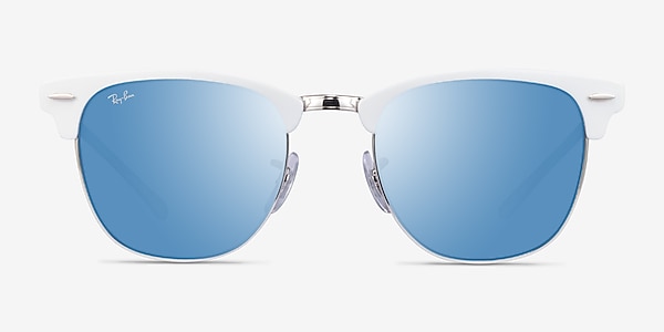 Ray-Ban RB3716 Clubmaster White On Silver Acetate Sunglass Frames