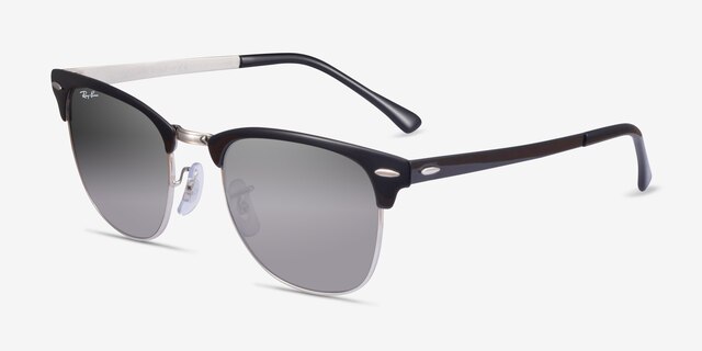 Ray-Ban RB3716 Clubmaster Black On Silver AcetateSunglass Frames from EyeBuyDirect, Angle View