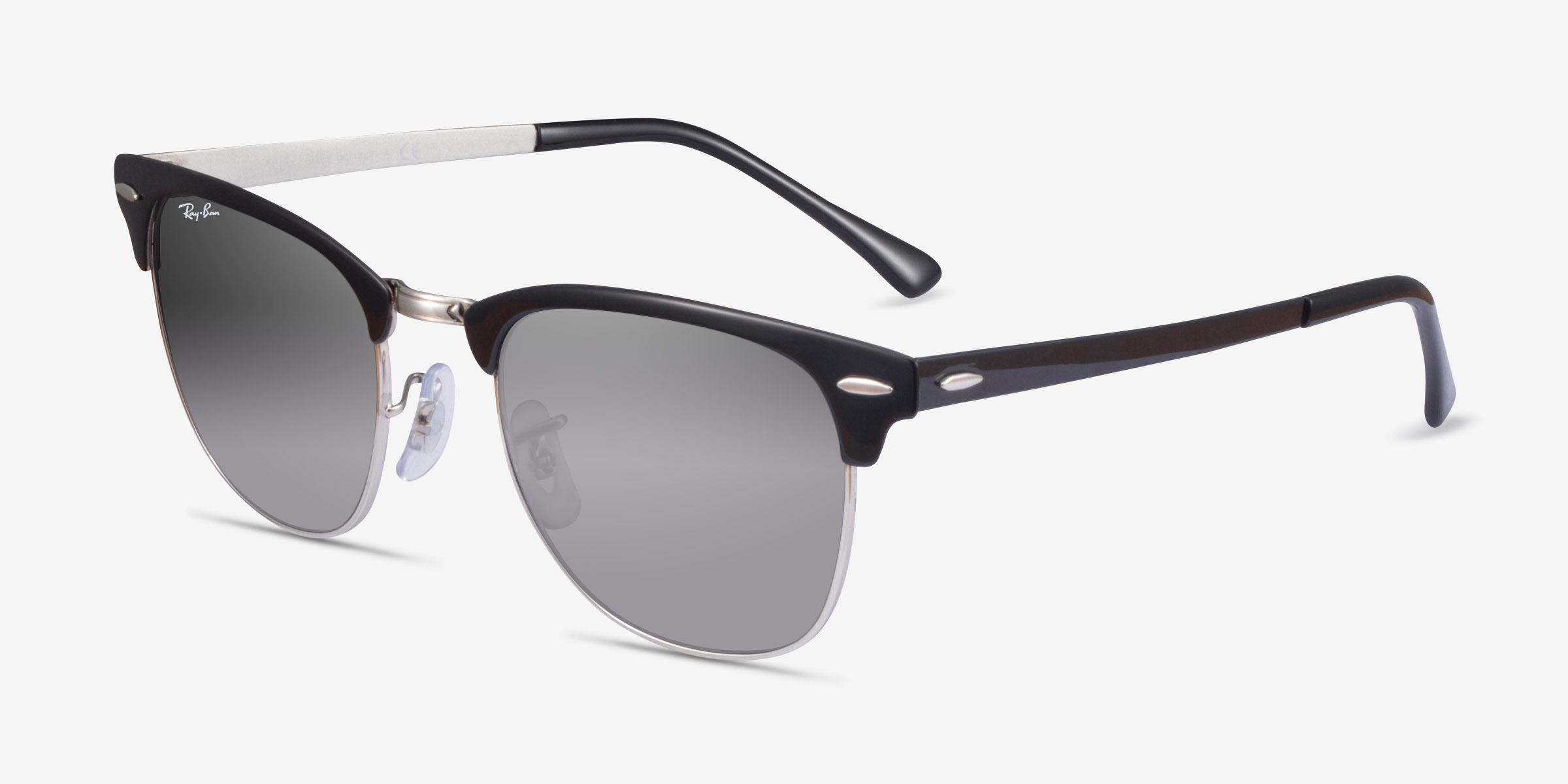 Ray-Ban RB3716 Clubmaster - Square Black On Silver Frame Prescription ...