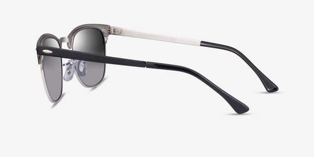 Ray-Ban RB3716 Clubmaster Black On Silver AcetateSunglass Frames from EyeBuyDirect, Side View