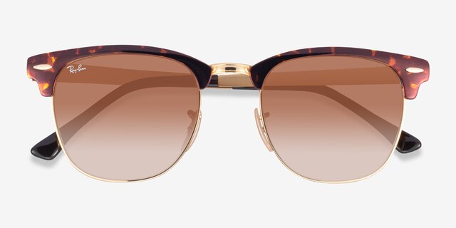 Ray-Ban RB3716 Clubmaster Havana On Arista AcetateSunglass Frames from EyeBuyDirect, Closed View