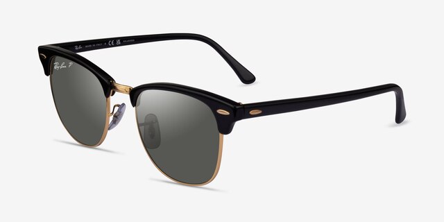 Ray-Ban RB3016 Clubmaster Black Gold AcetateSunglass Frames from EyeBuyDirect, Angle View