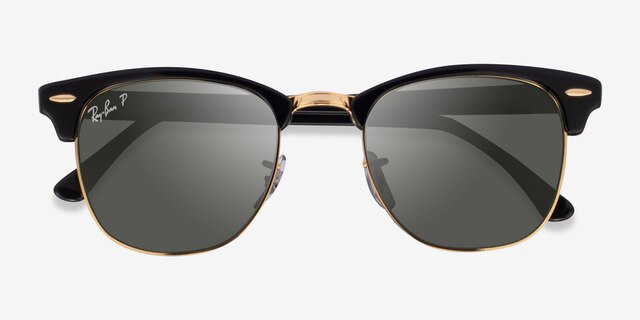 Ray-Ban RB3016 Clubmaster Black Gold AcetateSunglass Frames from EyeBuyDirect, Closed View