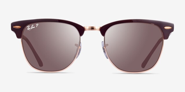 Ray-Ban RB3716 Clubmaster Burgundy Rose Gold AcetateSunglass Frames from EyeBuyDirect, Front View