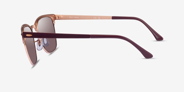 Ray-Ban RB3716 Clubmaster Burgundy Rose Gold AcetateSunglass Frames from EyeBuyDirect, Side View