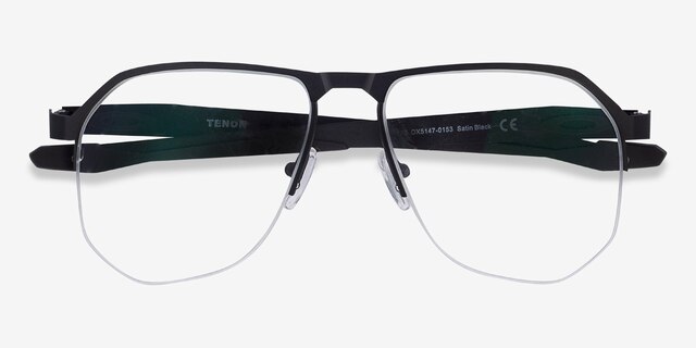 Oakley Tenon Satin Black TitaniumEyeglass Frames from EyeBuyDirect, Closed View