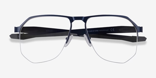 Oakley Tenon Matte Midnight TitaniumEyeglass Frames from EyeBuyDirect, Closed View
