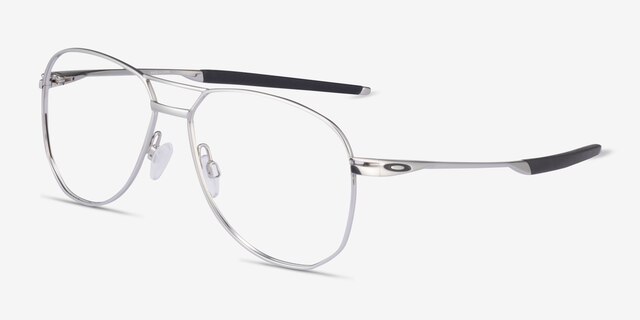 Oakley Contrail Ti Rx Polished Chrome TitaniumEyeglass Frames from EyeBuyDirect, Angle View
