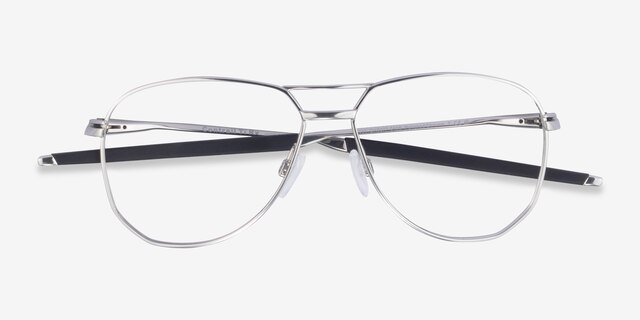 Oakley Contrail Ti Rx Polished Chrome TitaniumEyeglass Frames from EyeBuyDirect, Closed View