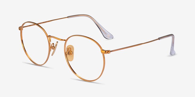 Ray-Ban RB8247V Shiny Gold TitaniumEyeglass Frames from EyeBuyDirect, Angle View