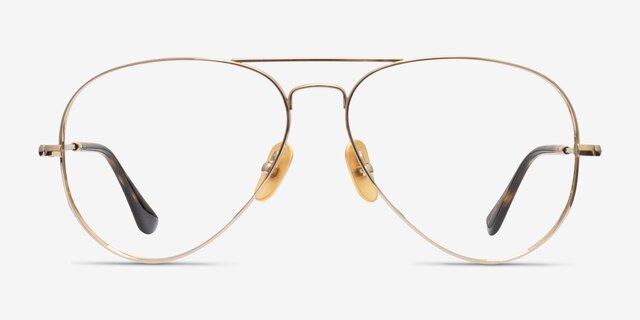 Ray-Ban RB8789 Shiny Gold TitaniumEyeglass Frames from EyeBuyDirect, Front View