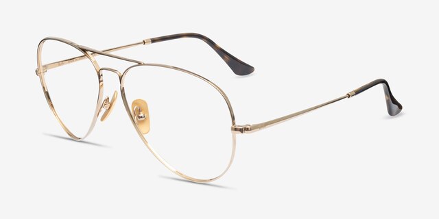 Ray-Ban RB8789 Shiny Gold TitaniumEyeglass Frames from EyeBuyDirect, Angle View