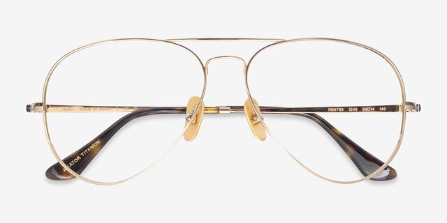 Ray-Ban RB8789 Shiny Gold TitaniumEyeglass Frames from EyeBuyDirect, Closed View