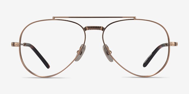 Ray-Ban RB8225V Aviator Rose Gold Tortoise TitaniumEyeglass Frames from EyeBuyDirect, Front View