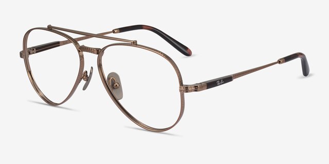 Ray-Ban RB8225V Aviator Rose Gold Tortoise TitaniumEyeglass Frames from EyeBuyDirect, Angle View