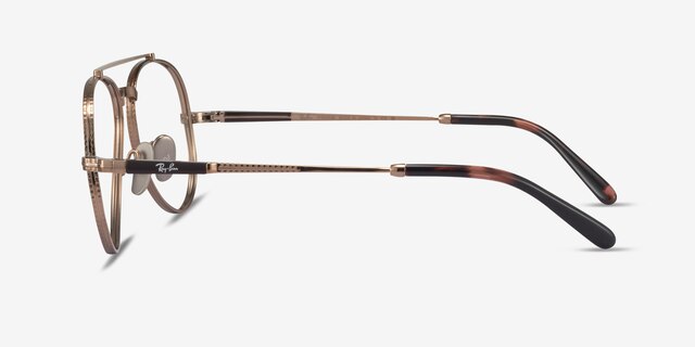 Ray-Ban RB8225V Aviator Rose Gold Tortoise TitaniumEyeglass Frames from EyeBuyDirect, Side View