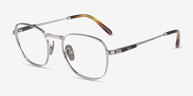 Ray-Ban RB8258V Frank Silver TitaniumEyeglass Frames from EyeBuyDirect, Angle View