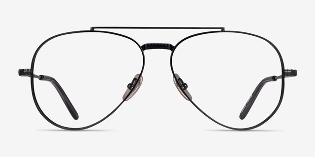 Ray-Ban RB8225V Aviator Shiny Black TitaniumEyeglass Frames from EyeBuyDirect, Front View