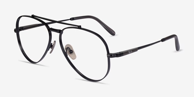 Ray-Ban RB8225V Aviator Shiny Black TitaniumEyeglass Frames from EyeBuyDirect, Angle View