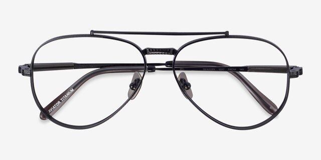 Ray-Ban RB8225V Aviator Shiny Black TitaniumEyeglass Frames from EyeBuyDirect, Closed View
