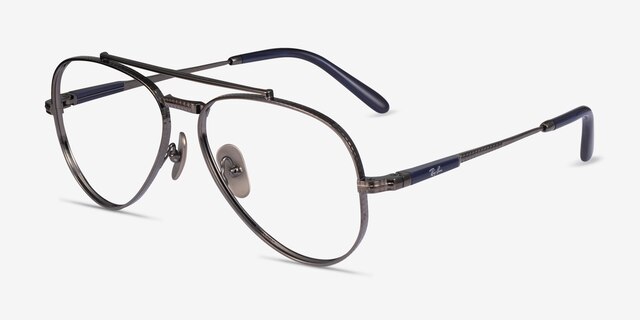 Ray-Ban RB8225V Aviator Gunmetal TitaniumEyeglass Frames from EyeBuyDirect, Angle View