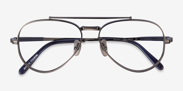 Ray-Ban RB8225V Aviator Gunmetal TitaniumEyeglass Frames from EyeBuyDirect, Closed View